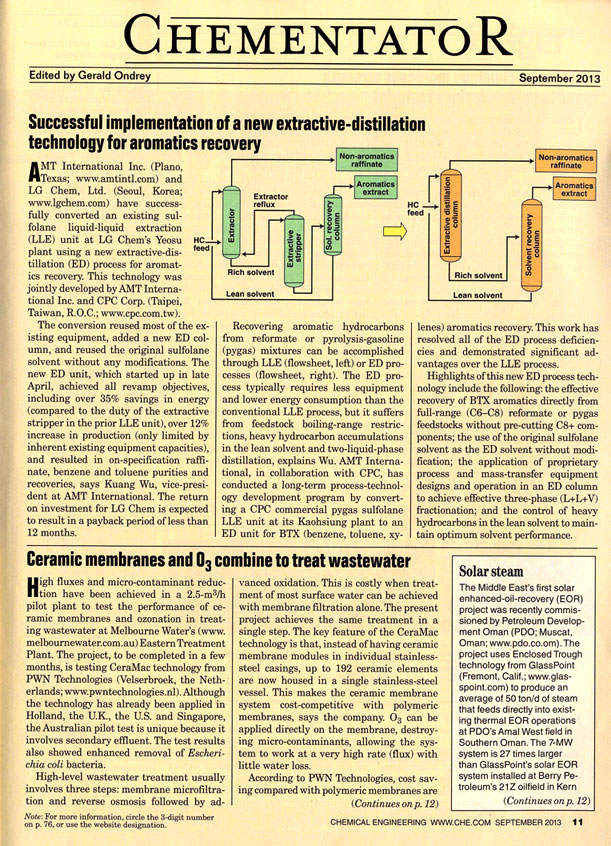 《中国化工报》等多家媒体报道泽华公司芳烃新技术